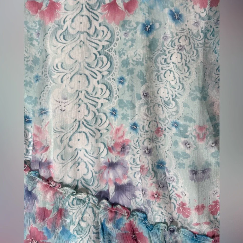 Sundance Fairycore Dress Size 14 Womens 100% Silk Sleeveless Ruffled Tiered Midi - Picture 6 of 10